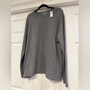 Old Navy Gray Long-Sleeve Textured Crewneck Lightweight Sweatshirt